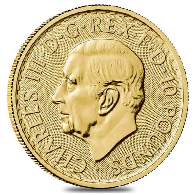 Tube of 25 - 2025 Great Britain 1/10 oz Gold Britannia Coin BU