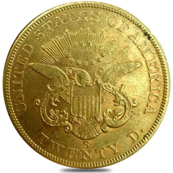 $20 Gold Double Eagle Liberty Head Type I - Ex-Jewelry (Random Year, 1850-1866)
