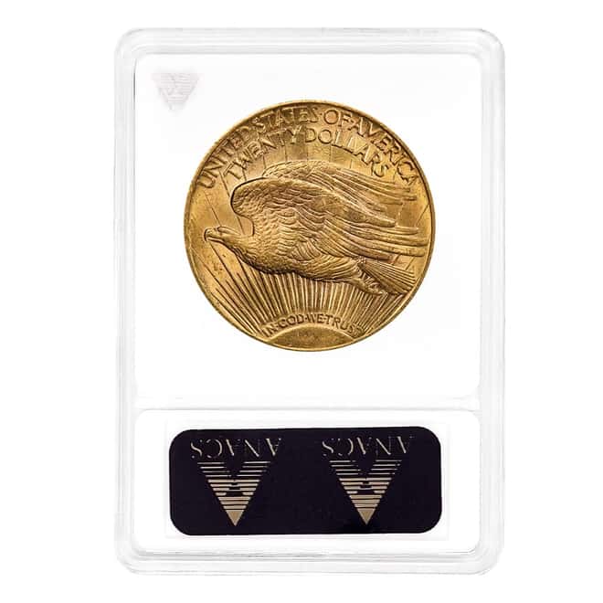 $20 Gold Double Eagle Saint Gaudens ANACS MS 62 Soapbox Holder (Random Year)