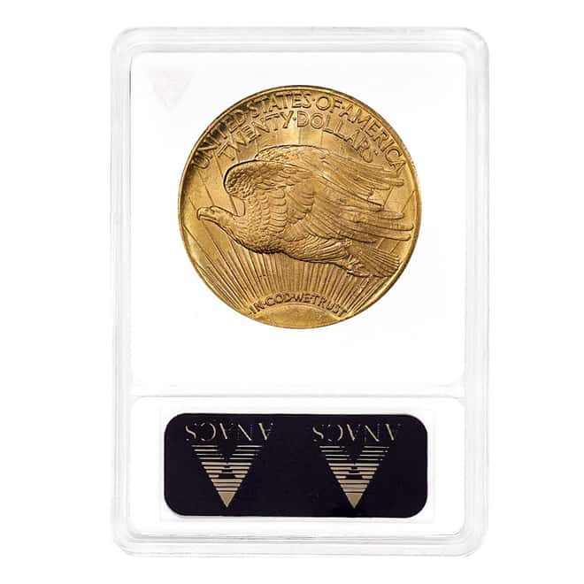 $20 Gold Double Eagle Saint Gaudens ANACS MS 63 Soapbox Holder (Random Year)