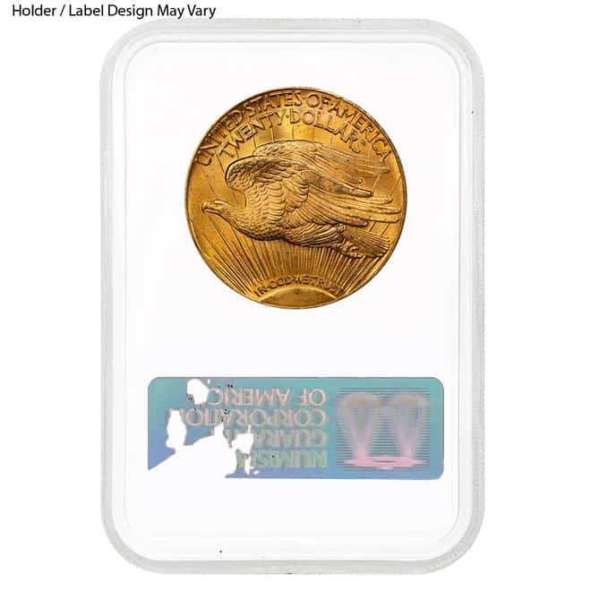 $20 Gold Double Eagle Saint Gaudens NGC MS 63 Fatty Holder (Random Year)