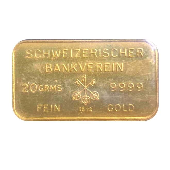 20 Gram Schweizerischer Bankverein Johnson Matthey Gold Bar