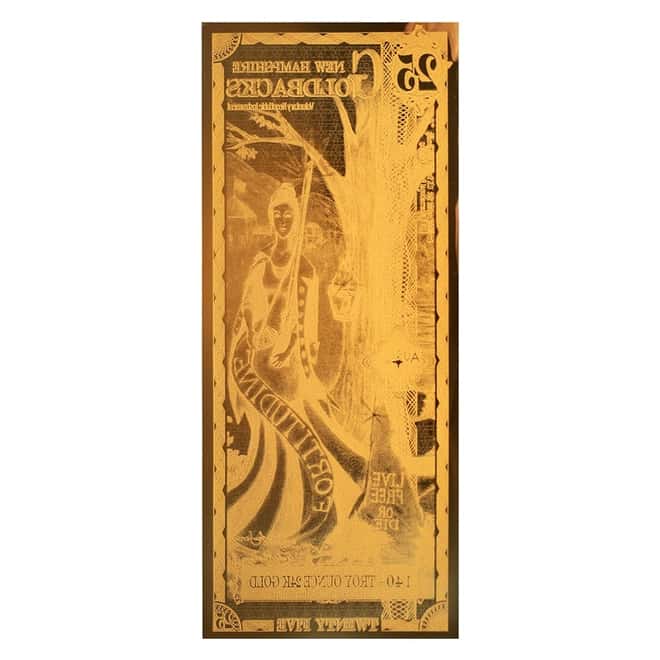 25 New Hampshire Goldback 1/40 oz 24K Gold Foil Aurum Note