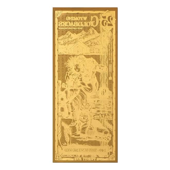 25 Wyoming Goldback 1/40 oz 24K Gold Foil Aurum Note