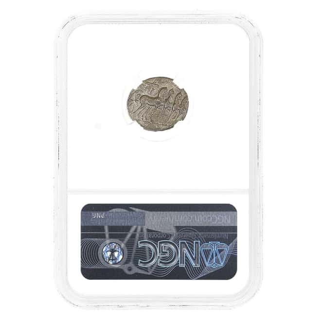 27 BC-14 AD Roman Empire Augustus AR Denarius Silver Coin NGC Ch XF