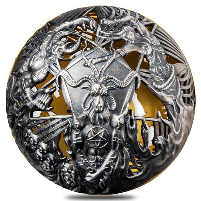 2021 2 oz Silver Heaven and Hell Spherical Coin Samoa .999 Fine (w/Box & COA)