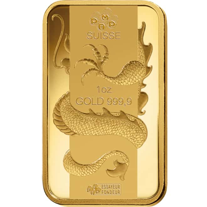 Box of 25 - 1 oz PAMP Suisse Year of the Dragon Gold Bar (In Assay)