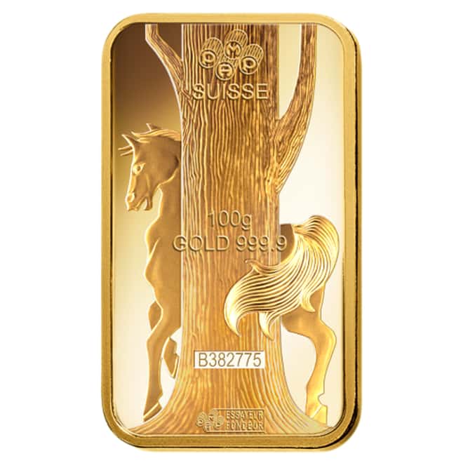 100 gram PAMP Suisse Year of the Horse Gold Bar (In Assay)