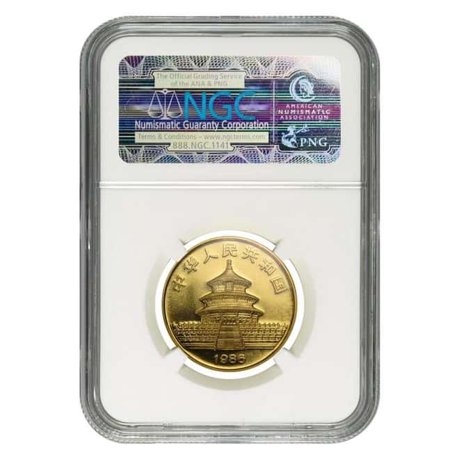 1986 P China 1/2 oz Gold Panda 50 Yuan NGC PF 67 UCAM