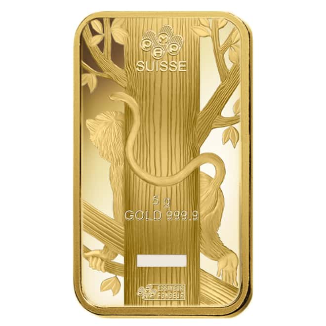 Box of 25 - 5 gram PAMP Suisse Year of the Monkey Gold Bar (In Assay)