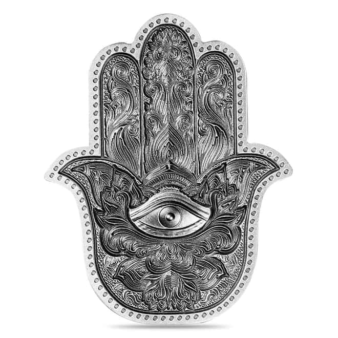 2 oz South Korea Silver Hamsa Hand of Fatima Stackable .999 Fine