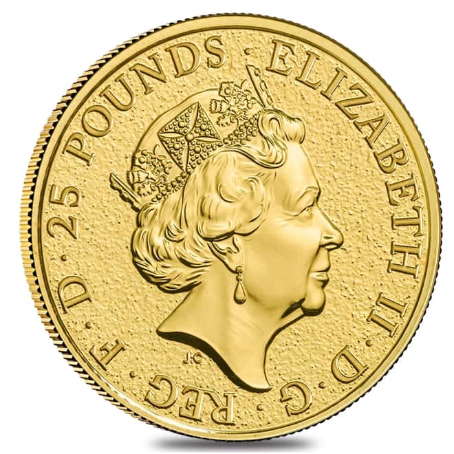 2020 Great Britain 1/4 oz Gold Queen's Beasts White Lion of Mortimer Coin .9999 Fine BU