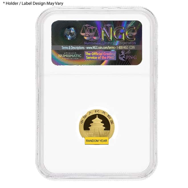 3 gram Chinese Gold Panda NGC Gem Unc (Random Year)