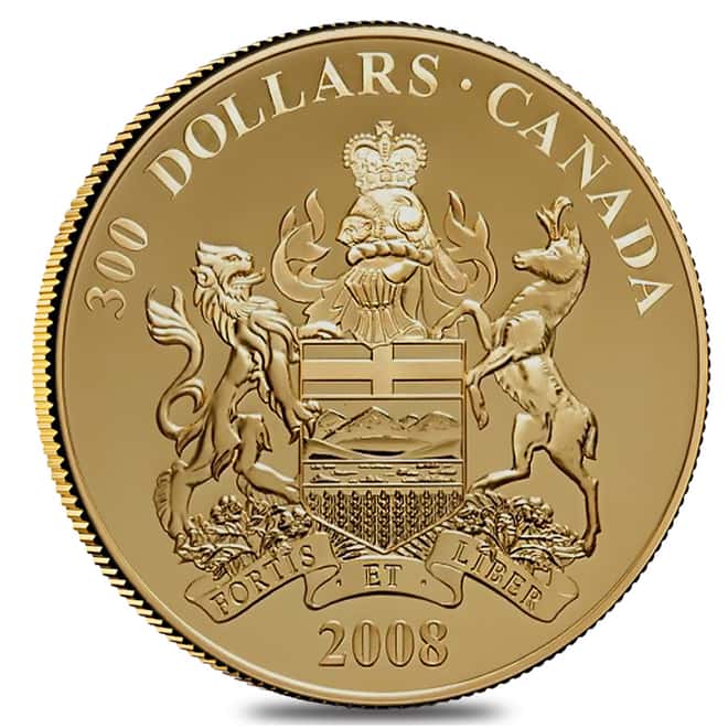 2008 Canada $300 Alberta Coat of Arms 60 gram 14 Karat Proof Gold Coin (w/Box & COA)