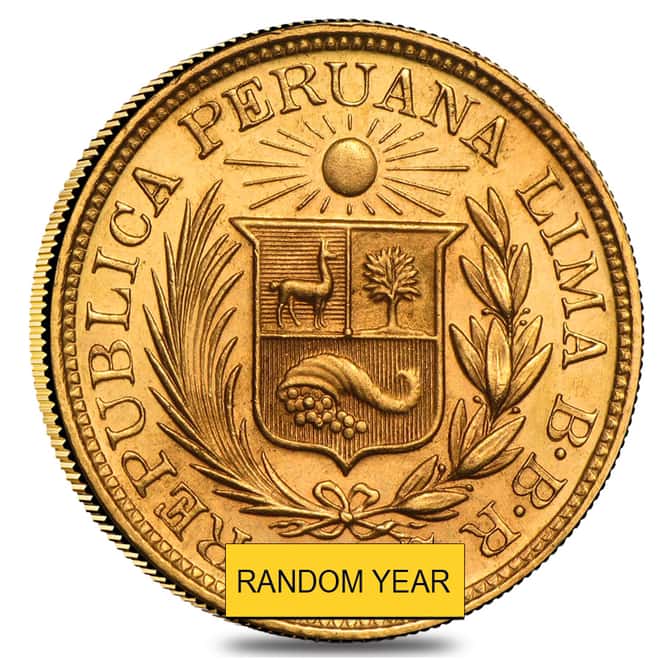 1 Libra Peru Gold Coin Avg Circ AGW .2354 oz (Random Year)