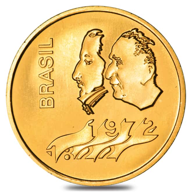 1972 Brazil 300 Cruzeiros Gold Coin BU AGW .4925 oz