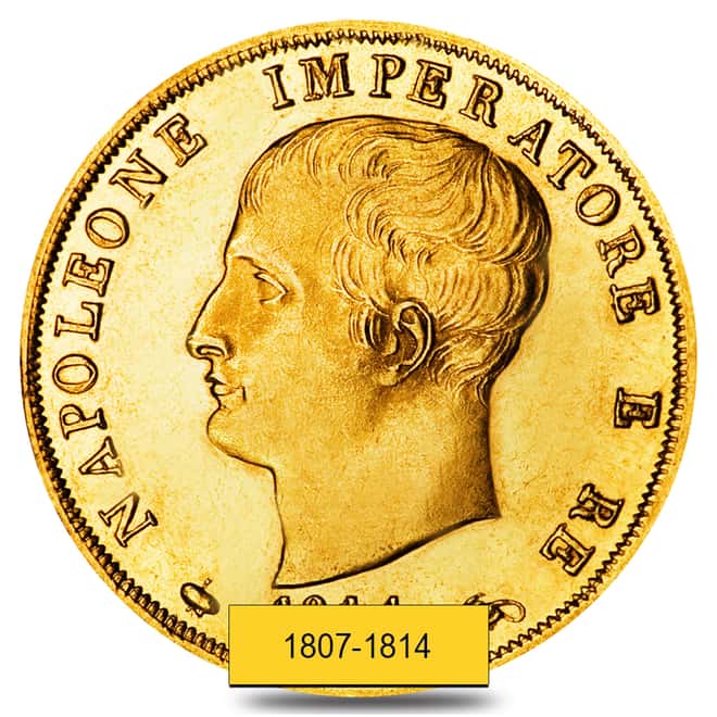 40 Lire Italy Napoleon I Gold Coin Avg Circ AGW .3734 oz (Random Year, 1807-1814) 
