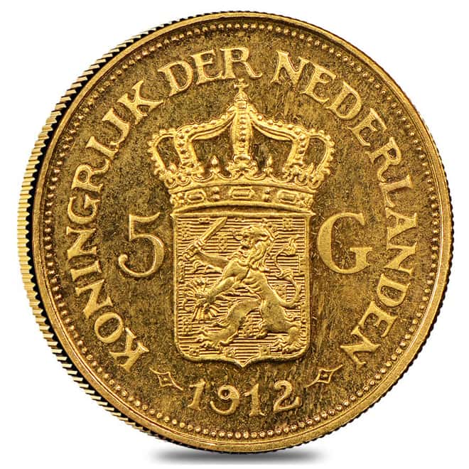 1912 Netherlands 5 Gulden Wilhelmina Gold Coin AGW .0972 oz - Ex Jewelry
