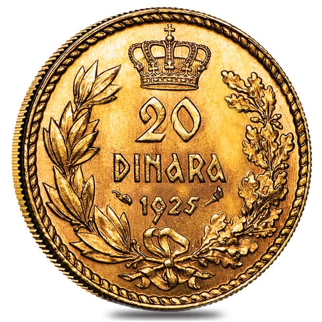1925 Yugoslavia 20 Dinara Alexander I Gold Coin AU/BU AGW .1867 oz