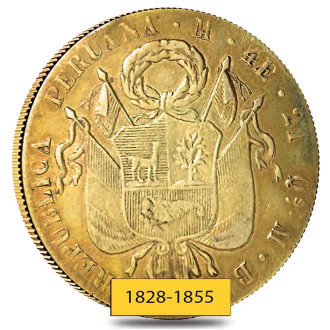 4 Escudos Peru Gold Coin Cleaned AGW .3798 oz (Random Year, 1828-1855)