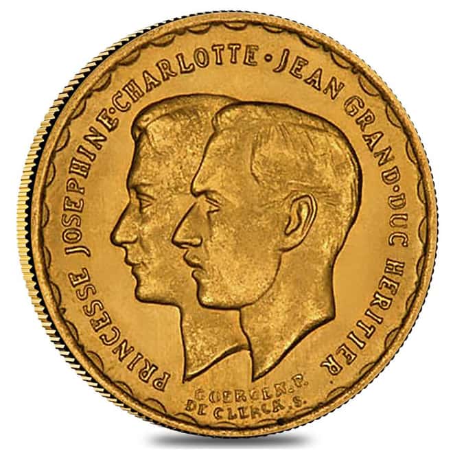 1953 Luxembourg 20 Francs Royal Wedding Gold Coin BU AGW .1867 oz