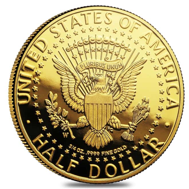 2014-W 3/4 oz Gold Kennedy Half Dollar Proof High Relief Coin (In Cap)