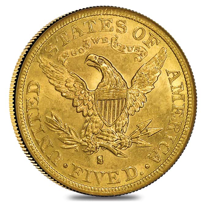 1882 S $5 Liberty Head Half Eagle Gold Coin NGC AU 55
