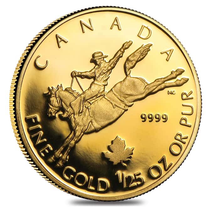 2006 1/25 oz Gold Canadian Cowboy 50 Cents Proof Coin .9999 Fine (w/Box & COA)
