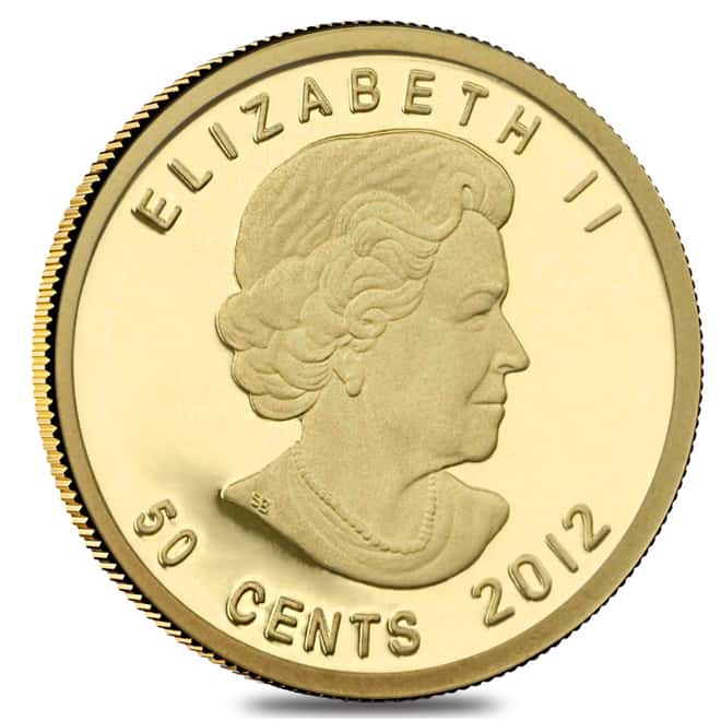 2012 1/25 oz Gold Canadian Bluenose 50 Cents Proof Coin .9999 Fine (w/Box & COA)