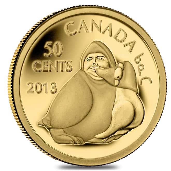 2013 1/25 oz Gold Canadian Owl Shaman Holding Goose 50 Cents Proof Coin .9999 Fine (w/Box & COA)