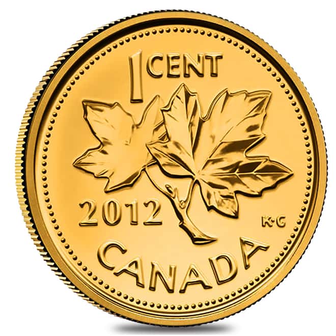 2012 Canada 1/25 oz Farewell to the Penny Proof Gold Coin .99999 Fine (w/Box & COA)
