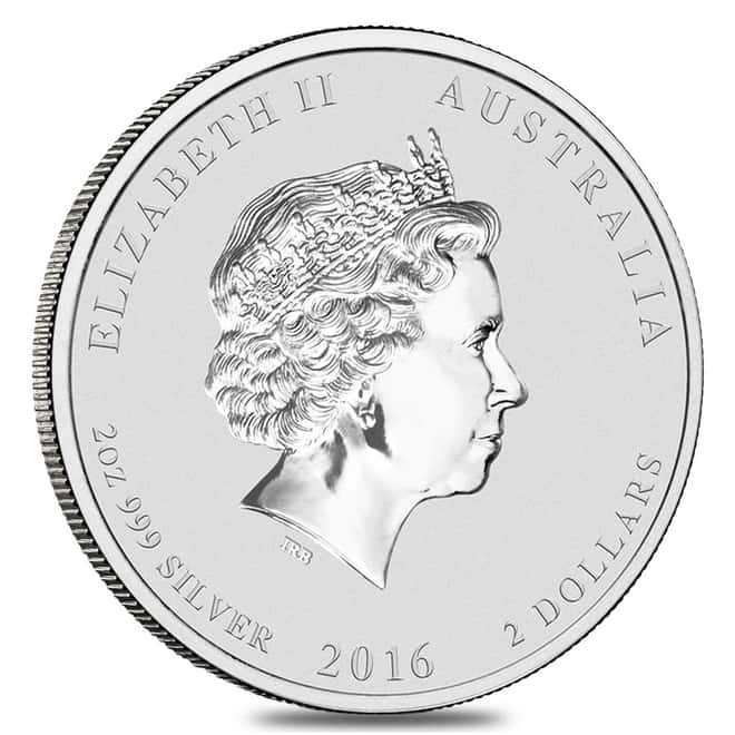 2016 2 oz Silver Lunar Year of The Monkey BU Australian Perth Mint In Cap