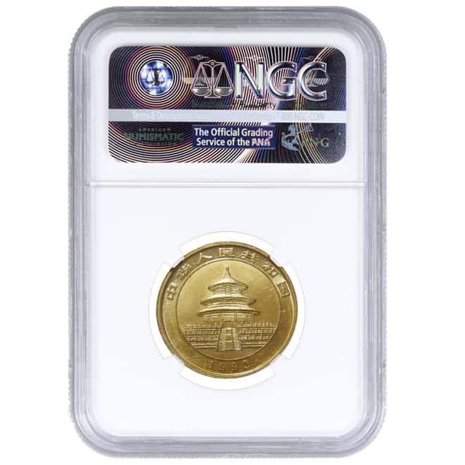 1992 1/2 oz China  50 Yuan Gold Panda Large Date Removed from Jewelry UNC Details