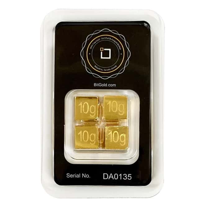 4 x 10 gram Bitgold Gold Cubes .9999 Fine (In Assay)