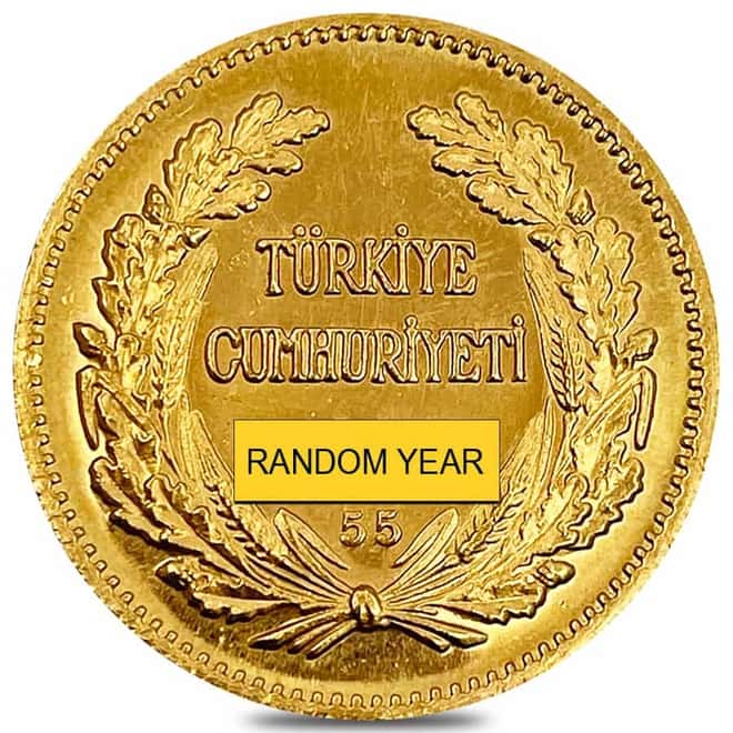 500 Kurush Turkey Ataturk Gold Coin AU/BU AGW 1.0637 oz (Random Year)