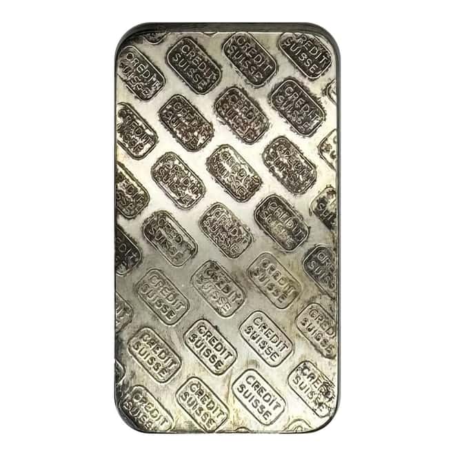 50 gram Credit Suisse Silver Bar .999 Fine (No Serial Number)