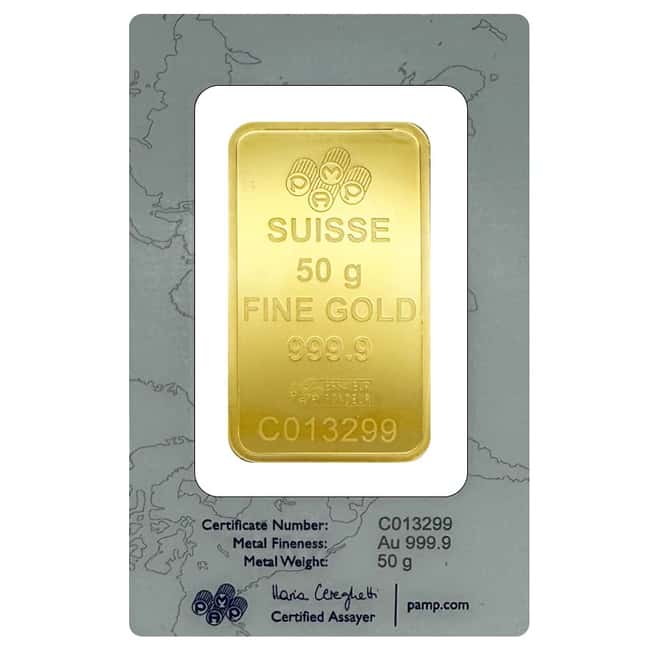 50 Gram PAMP Suisse Rosa Gold Bar .9999 Fine (in Assay)