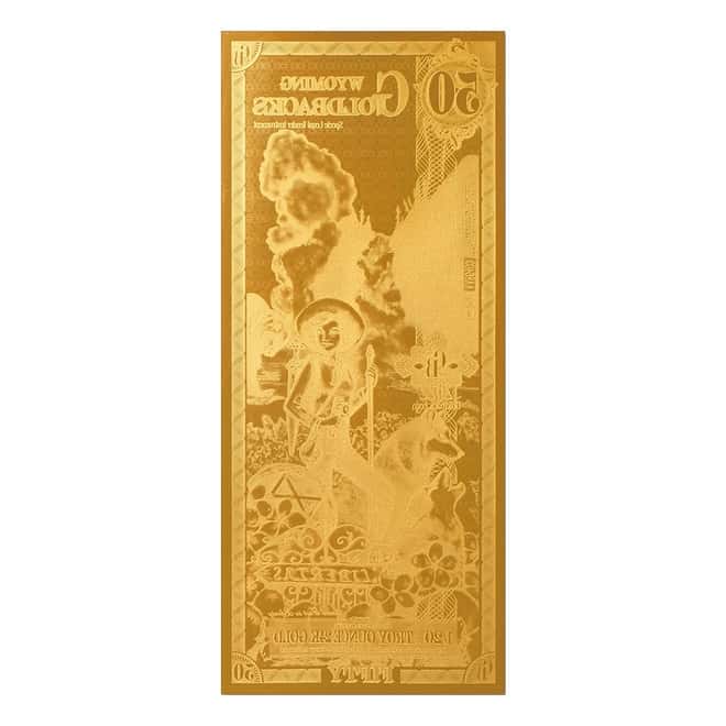 50 Wyoming Goldback 1/20 oz 24K Gold Foil Aurum Note