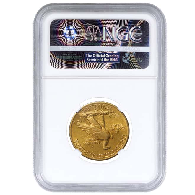 1908 $10 Indian Head Gold Eagle Coin Motto NGC AU 55