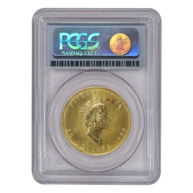 1990 1 oz Canadian Gold Maple Leaf $50 PCGS MS 63
