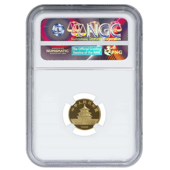1986 P 1/4 oz China Gold Panda 25 Yuan NGC PF 69 Ultra Cameo