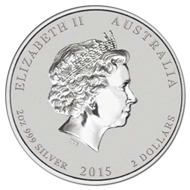 2015 2 oz Silver Australian Year of the Goat .999 Fine BU (In Capsule)