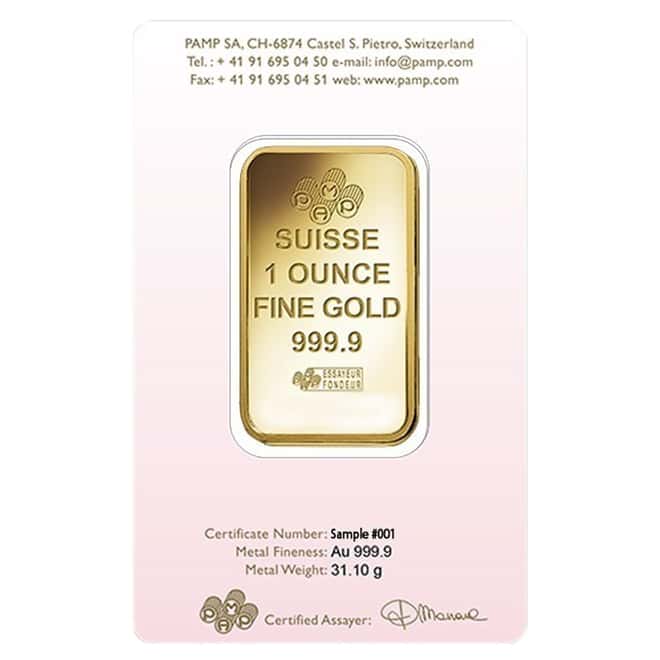 1 oz PAMP Suisse Gold Bar - Love Always (In Assay) .9999 Fine