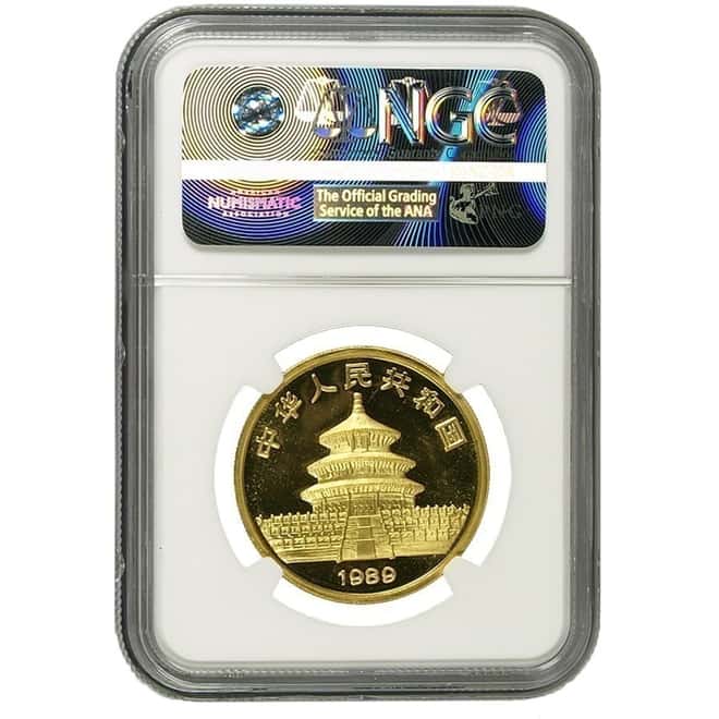 1989 1 oz Gold China Panda 100 Yuan NGC MS 67 (Small Date)