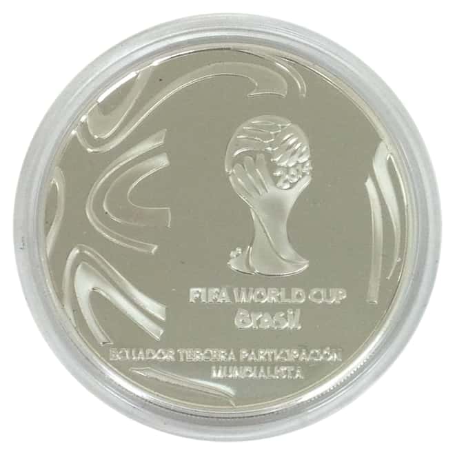  2014 .803 oz Ecuador 1 Sucre FIFA World Cup Brazil Soccer Proof Silver Coin (W/Box & COA)