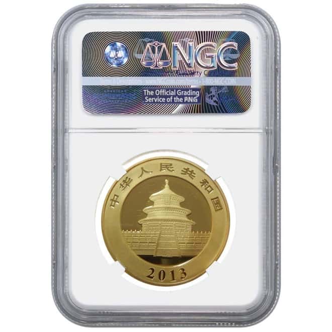 2013 1 oz China Gold Panda 500 Yuan NGC MS 70