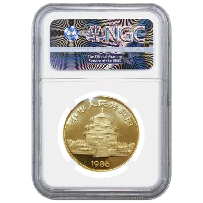 1985 1 oz Gold China Panda 100 Yuan NGC MS 68