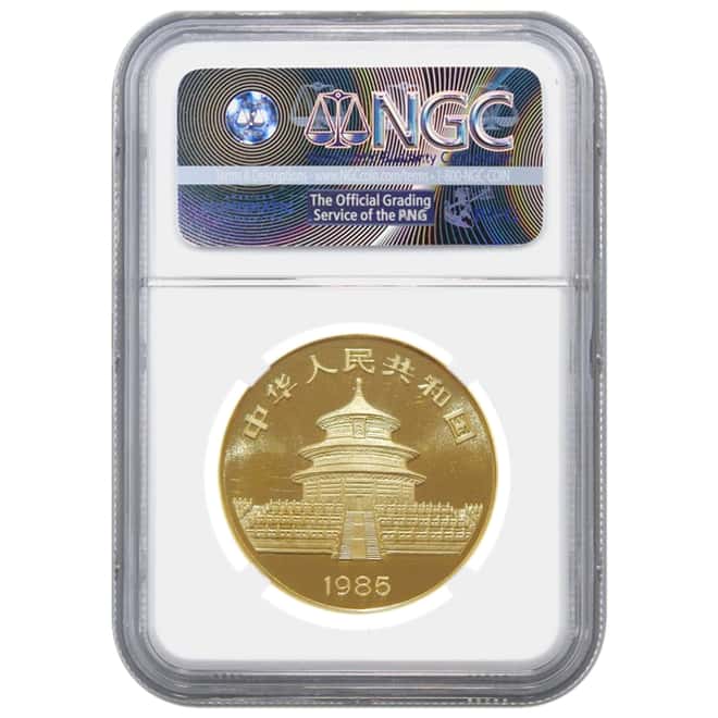 1985 1 oz Gold China Panda 100 Yuan NGC MS 67