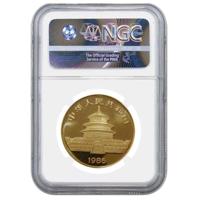 1985 1 oz China Gold Panda 100 Yuan NGC MS 65