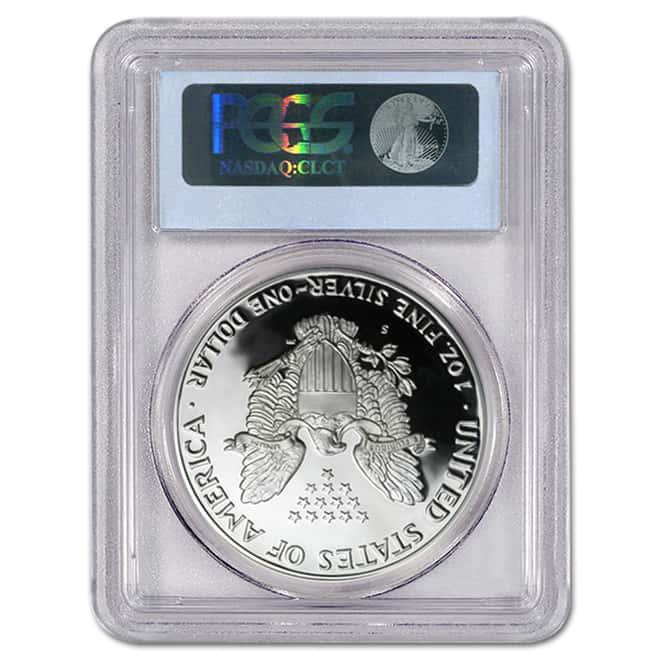 1992 S 1 oz Silver American Eagle $1 Proof Coin PCGS PF 70